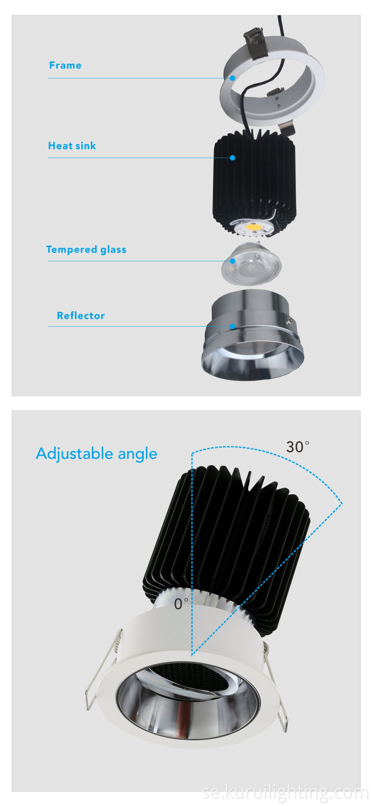 35W infälld matgjuten aluminium LED runt Modular Hotel Down Light Spotlight